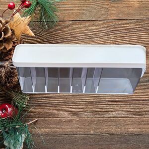 Clear Plastic Cable Organizer Box White Lid  New  7 Compartments